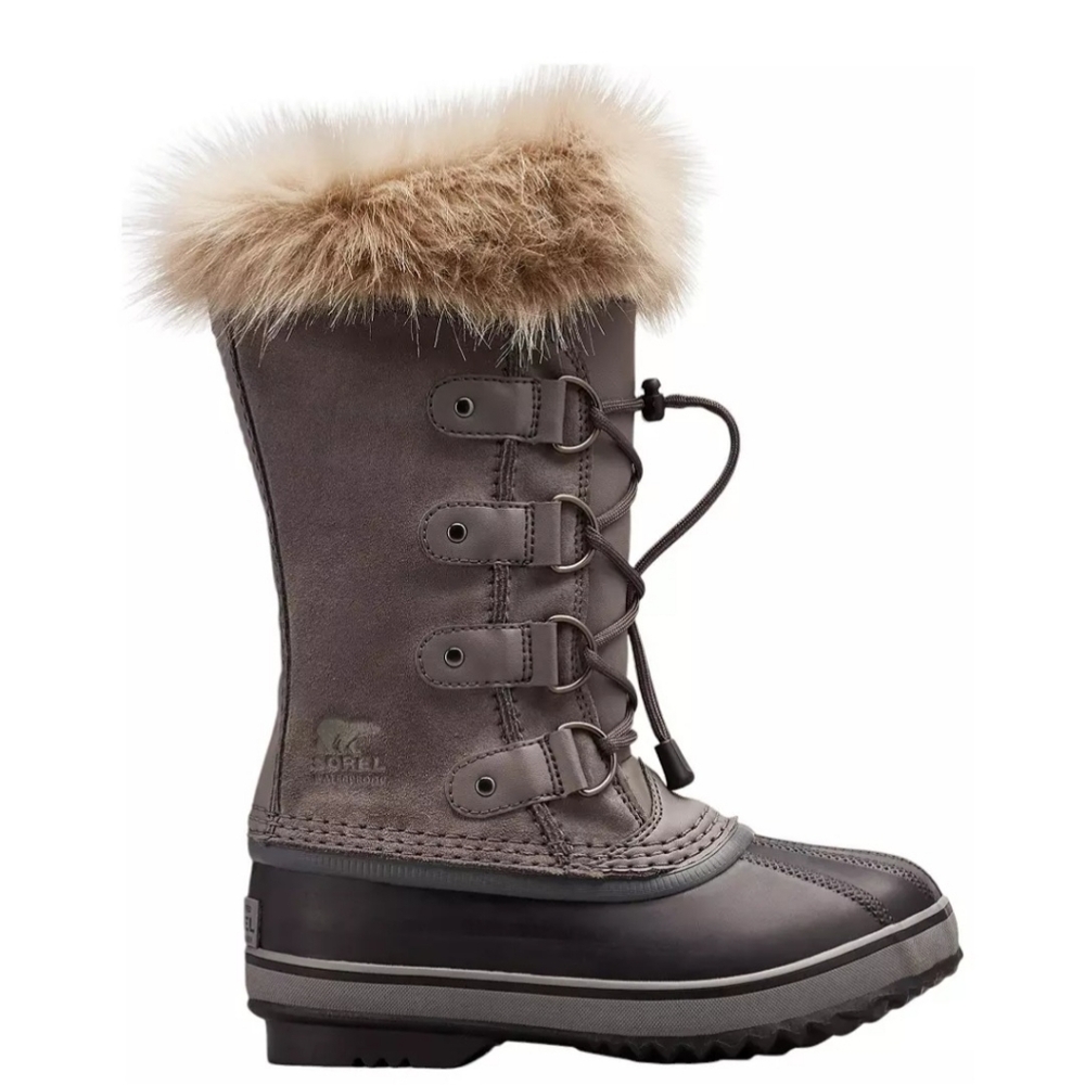 Sorel Joan Of Arctic Gray Fur-Lined Boots Kids 5